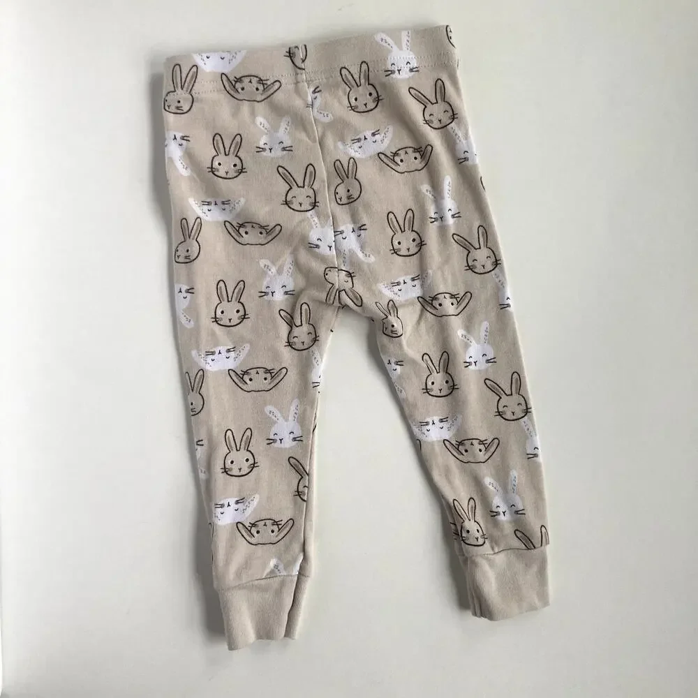 Old Navy Two Piece Bunny Rabbit Easter Pajamas - Gray Peach - 12-18M